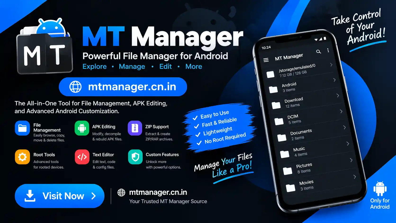 MT Manager APK Android file management banner